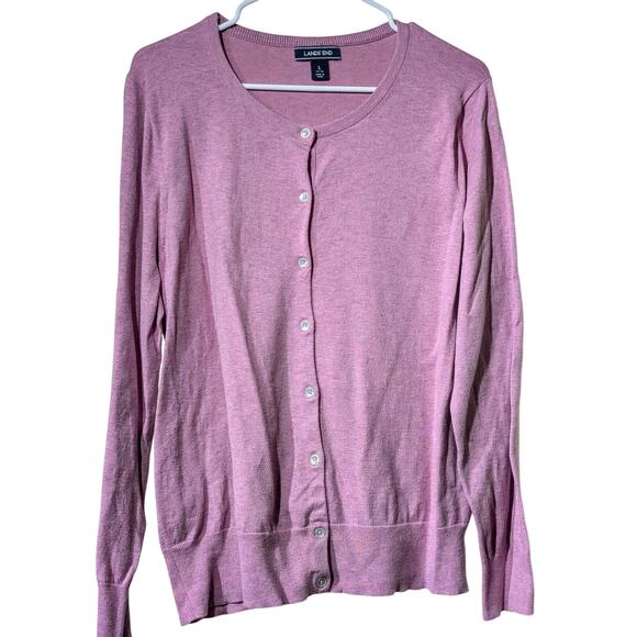Lands' End Sweaters - Vintage Lands' End Lavender Heather Button Front Cardigan Sweater Size L
